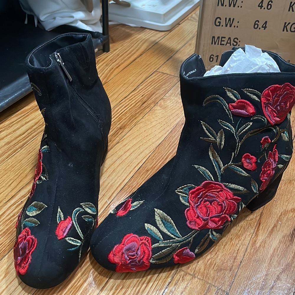 Flower Embroidered Booties